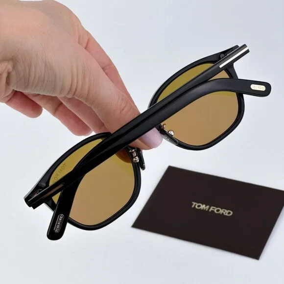 Tom Ford FT0978-D/S Eco 01E BRAND NEW Sunglasses Black Light Brown Square Unisex